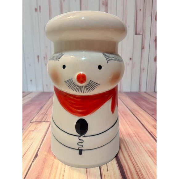 Vintage Happy Chef Porcelain Ceramic Parmesan Cheese Shaker Japan 6.5" - Picture 1 of 9